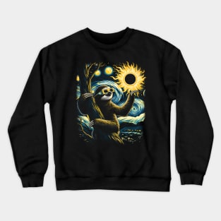 Sloth Eclipse Watcher: Chilling Under the Solar Phenomenon Tee Crewneck Sweatshirt